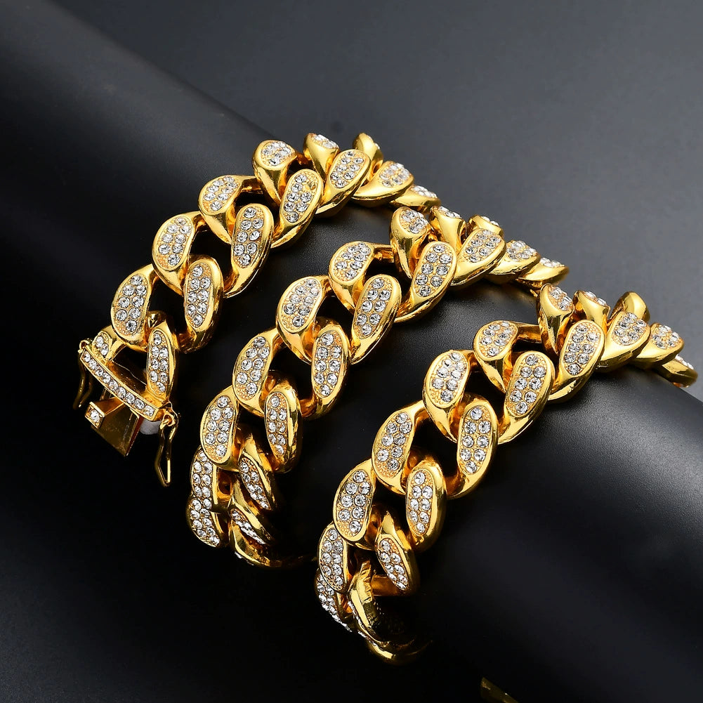 18K gold-plated diamond necklace bracelet (gift box)