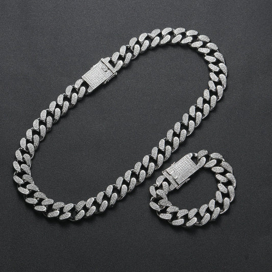 18K gold-plated diamond necklace bracelet (gift box)