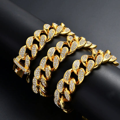 18K gold-plated diamond necklace bracelet (gift box)