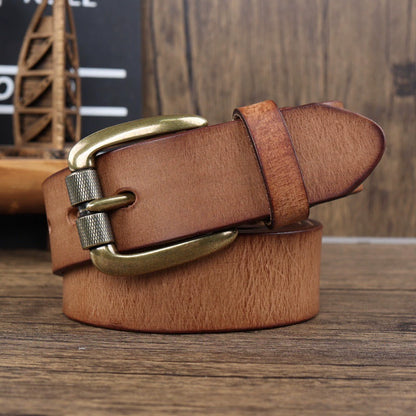 Vintage Men's Cowhide Copper Buckle Belt