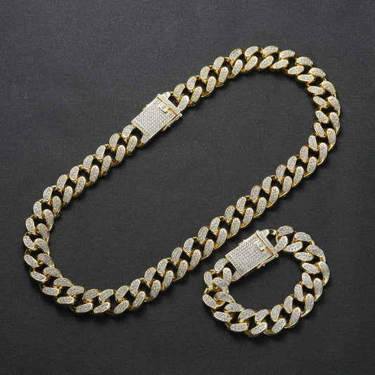 18K gold-plated diamond necklace bracelet (gift box)