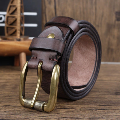 Vintage Men's Cowhide Copper Buckle Belt