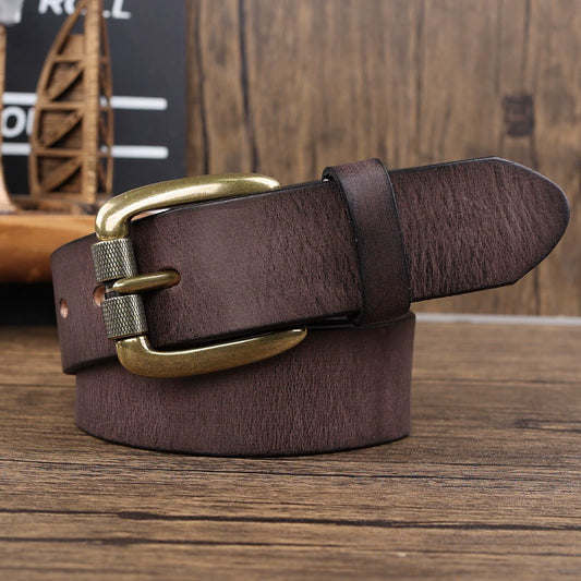 Vintage Men's Cowhide Copper Buckle Belt