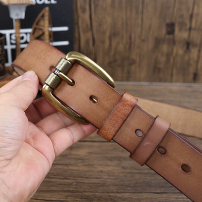 Vintage Men's Cowhide Copper Buckle Belt