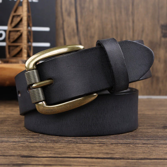 Vintage Men's Cowhide Copper Buckle Belt